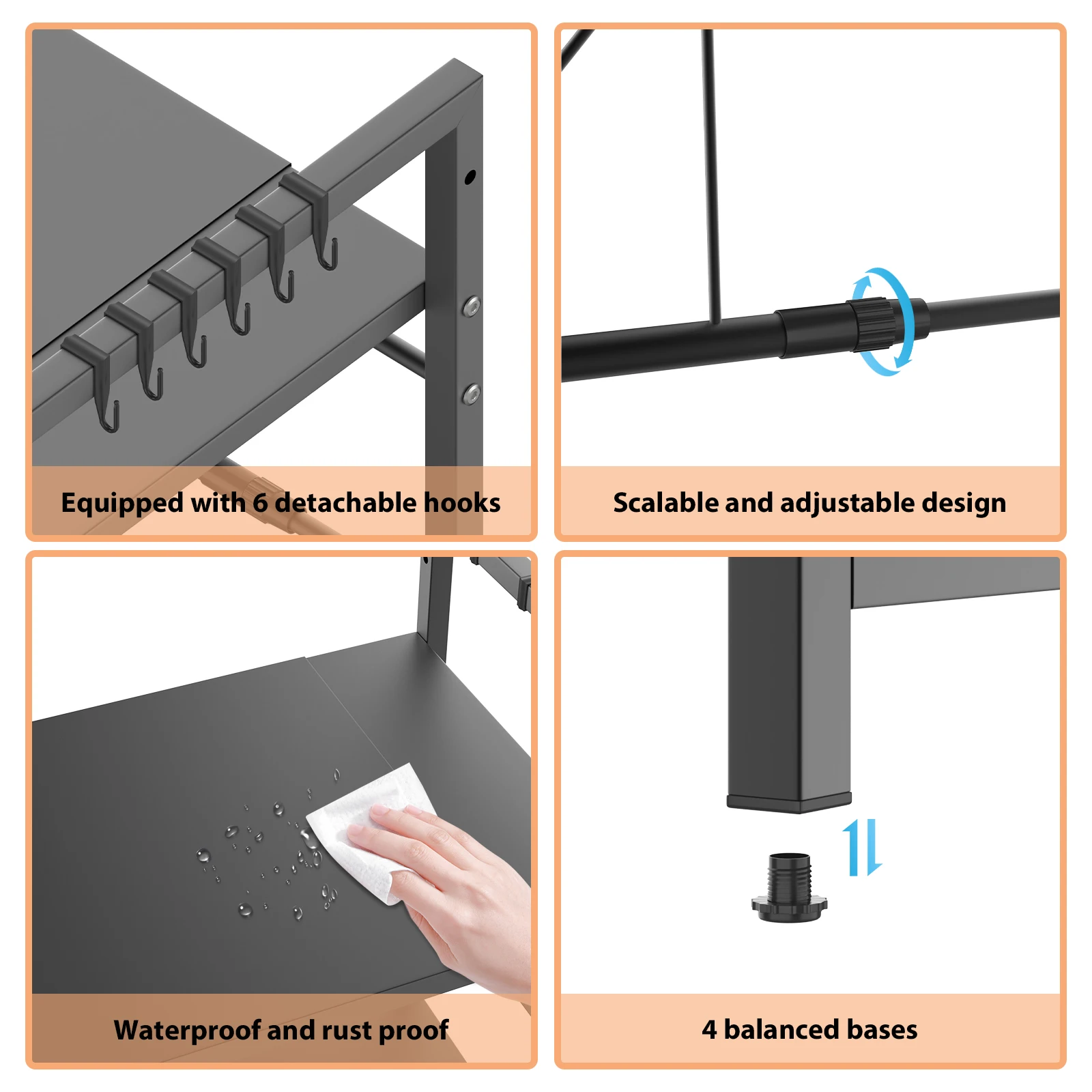 Expandable Microwave Shelf, 1 or 2 Tier Microwave oven Rack Stand Storage Holder Kitchen Corner Shelf Desktop Printer Shelf Rack: 3 - 5 Days Free Delivery Only UK