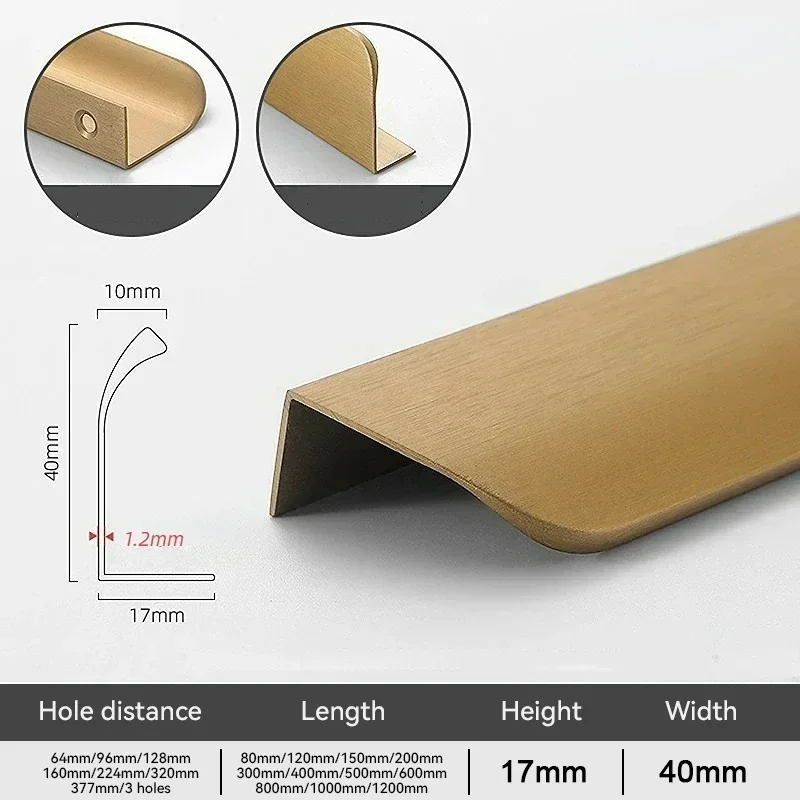 thumbnail image 1 of Manijas ocultas simples para gabinetes, tiradores para puertas de alacenas de cocina, manijas largas elegantes, manijas para muebles de aleación de aluminio, herrajes, 1 of 5