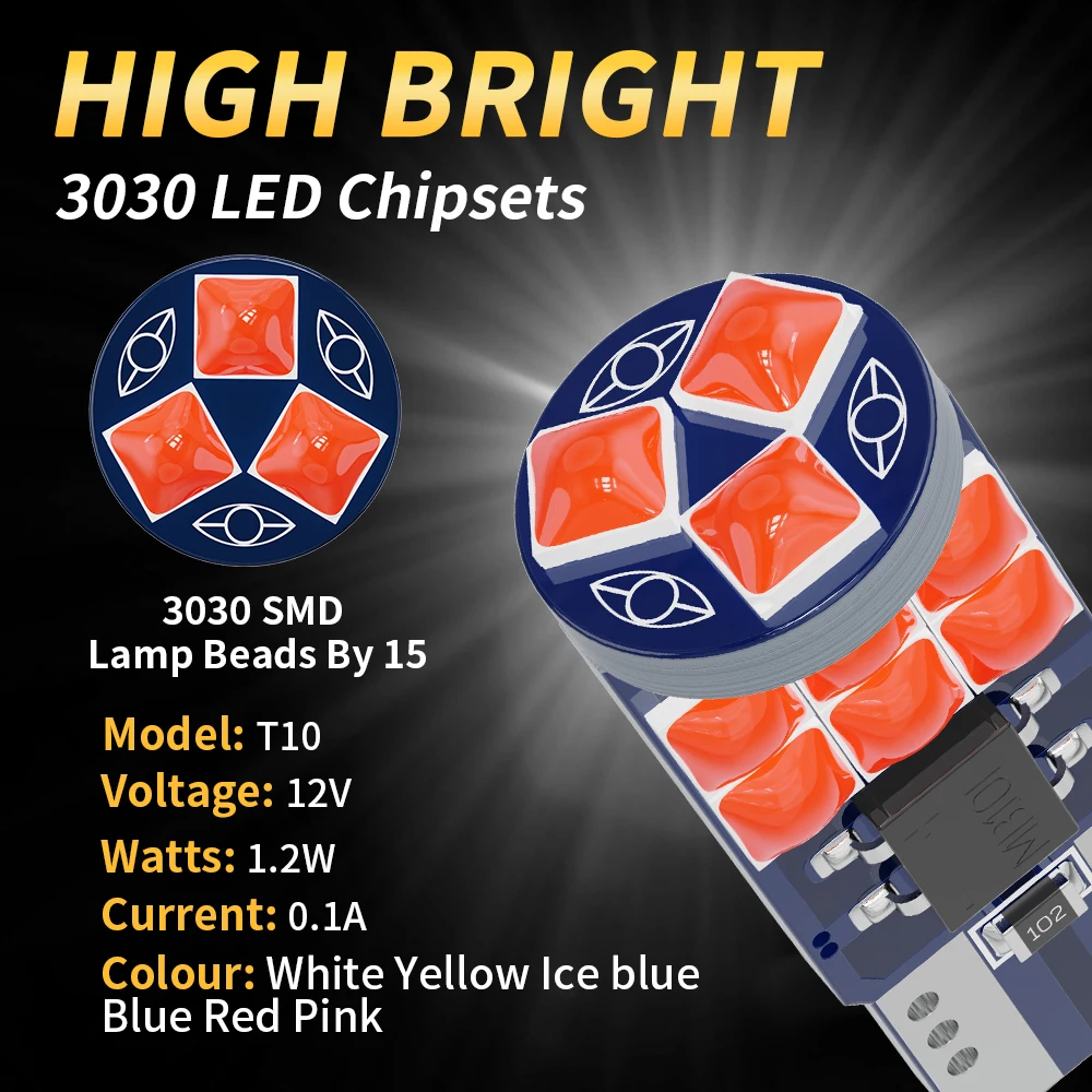 10PCS Led W5W T10 �ڵ��� Led ��ȣ ���� 501 194 ���� 3030 15SMD ���� ���� ���� ���� ���׸��� ���� 6000K 12V ���