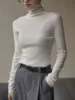 Women's High Neck Long Sleeve Wool Sweater, Slim Fit, Monochromatic, Casual, Autumn, Winter 2