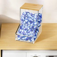 Capsule Storage Box Acrylic Storage Box With Bamboo Lid Transparent Laundry Pods Container Laundry Room Storage Organizer 1