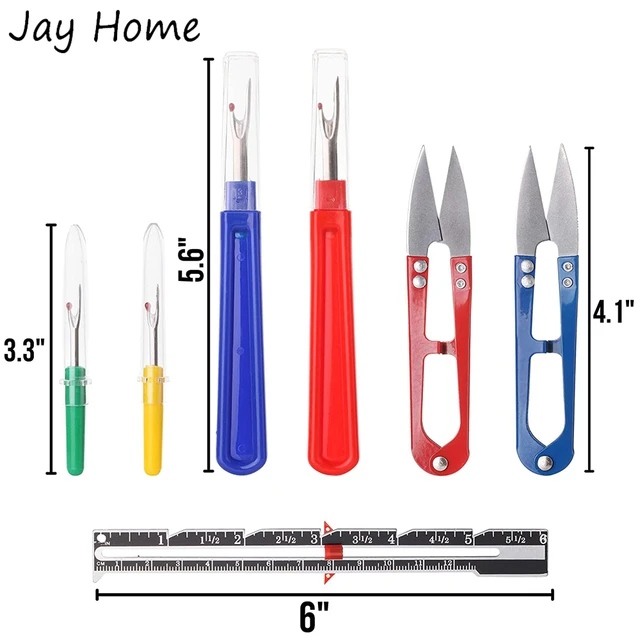 4Pcs Sewing Seam Ripper Kit DIY Stitch Thread Remover with Snips Thread  Cutter Scissors Embroidery Needlework Finger Cutter Ring - AliExpress