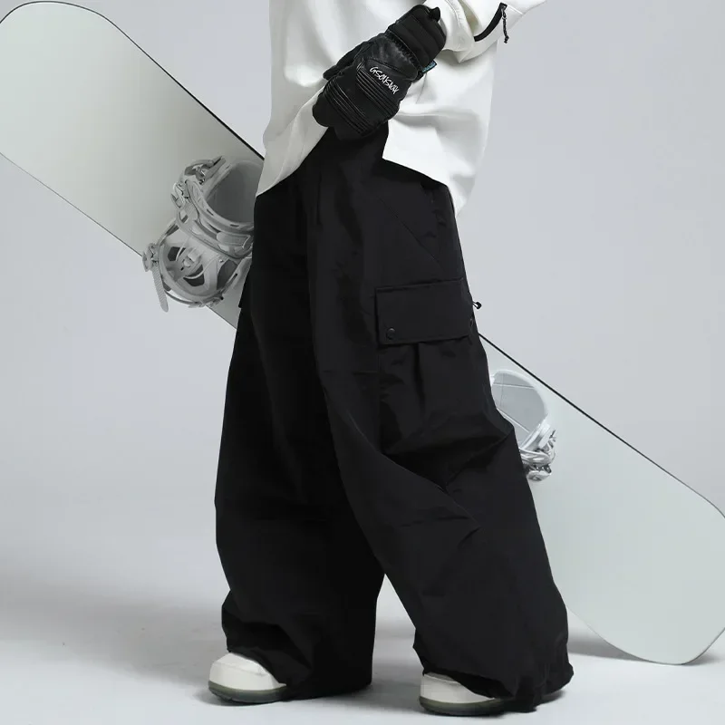 Men Jumpsuit Winter Outdoor Snow Trousers Women Loose Snowboard Wear Waterproof Windproof Skiing Pants Warm Female Ski Clothes 2