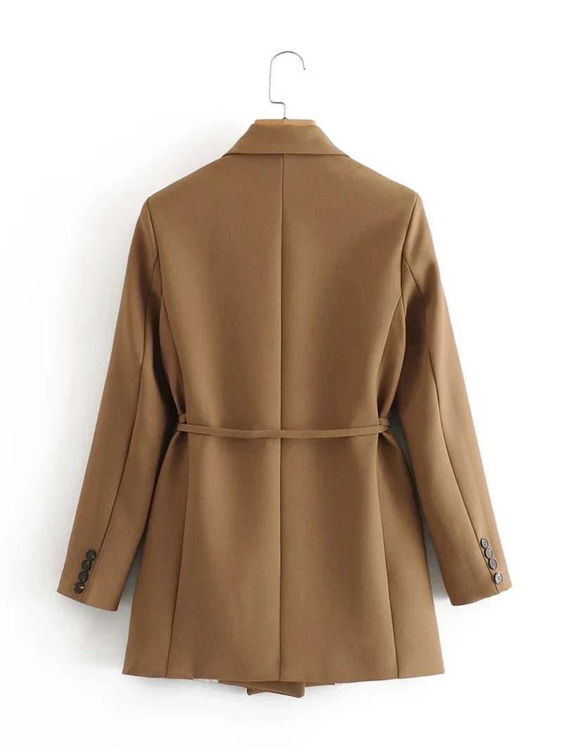 Simple High Waist Office Blazer Suit with Bandage Women Solid Colors Lace Up Loose Casual Blazer 2023 Autumn Spring New Fashion