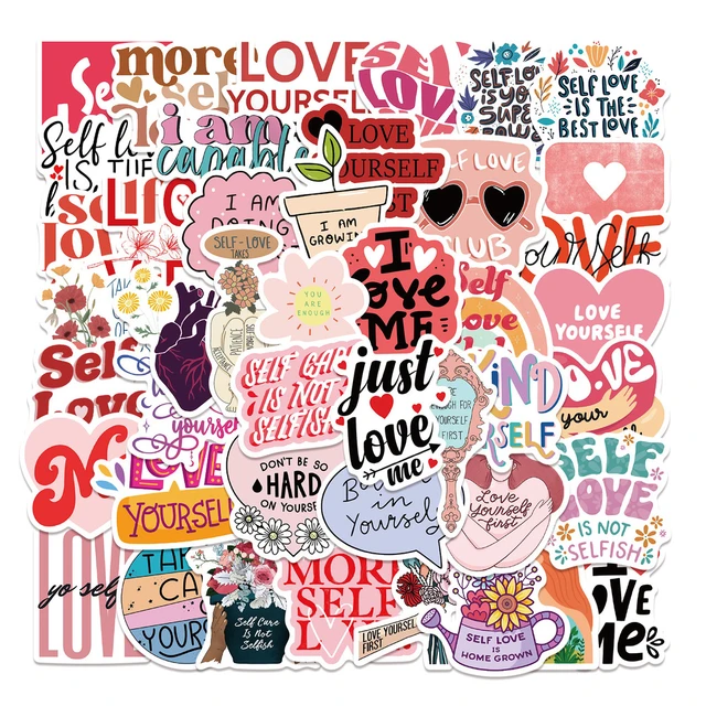 10/50Pcs Self Love Stickers for Notebook Laptop Scrapbooking Material Love  Yourself Stickers Valentine's Day Craft