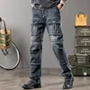 Autumn and winter new styles Men's Outdoor Wide Leg Workwear Multi-Pocket Jeans Straight fit plus size men's jeans  42 44 3