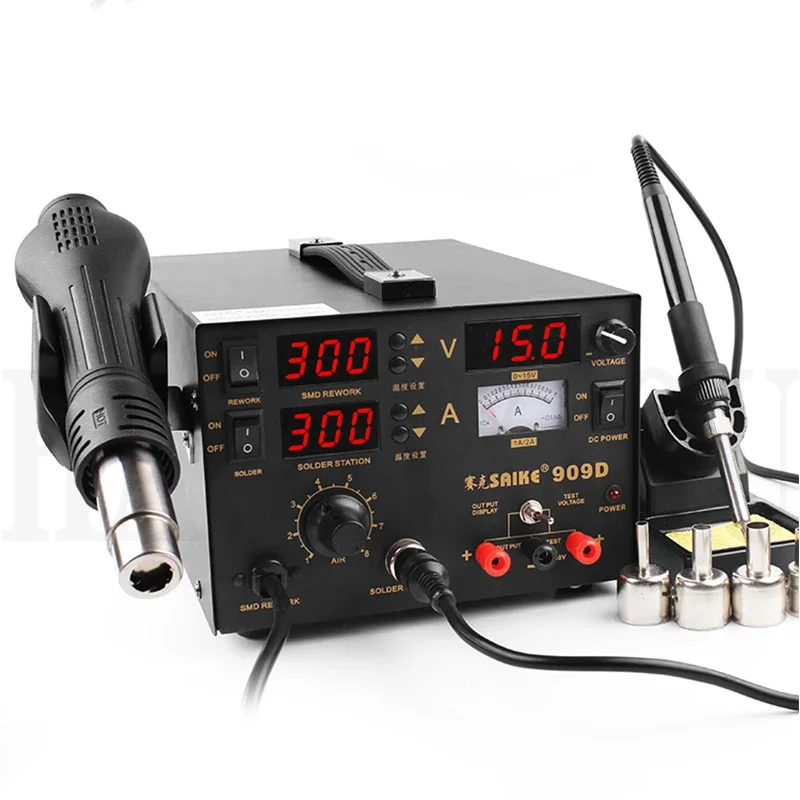 Saike 909D Heat Gun Desoldering Station Power Multi-Function 3 in 1 Constant Temperature Soldering Iron Soldering Station 3