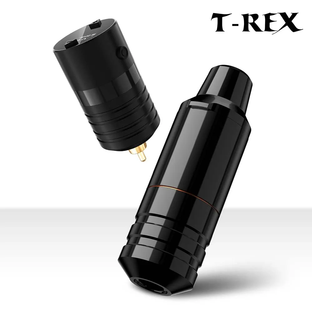 T-Rex Professional Rotary Tattoo Machine Short Pen Brushless Motor 4mm Stroke Tattoo Gun with RCA Cord for Beginners and Artists