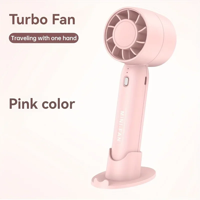 Mini ventilador de mano de verano, Motor portátil recargable por USB de alta velocidad, soporte de escritorio pequeño, ventilador Turbo para viajes y actividades al aire libre