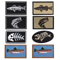 Fishbone Embroidery Patch Hook and Loop Fish Badge, Armband, Orangutan, Chest Strip Stick on Caps, Jacket, Backpack 1