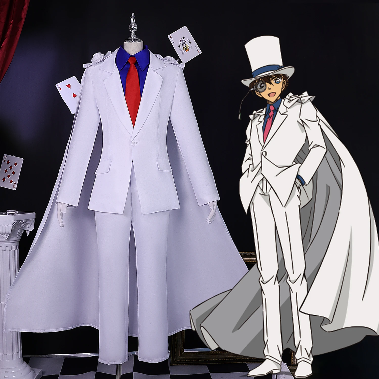 Kuroba Kaito Kiddo Cosplay Costumes,Anime Magic Kaito Uniform