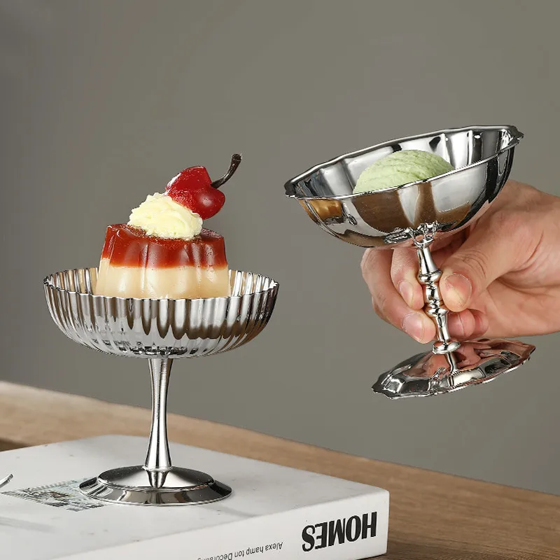 Stainless Steel Ice Cream Bowl Smooth Surface Sorbet Pudding Dessert
