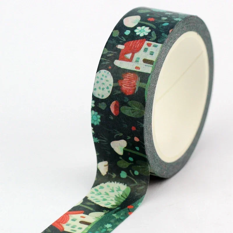 NEW 1PC 10M Red Houses and Trees Mushroom Snowflake Washi Tapes for Scrapbooking Planner Masking Tape Cute Stationery 2