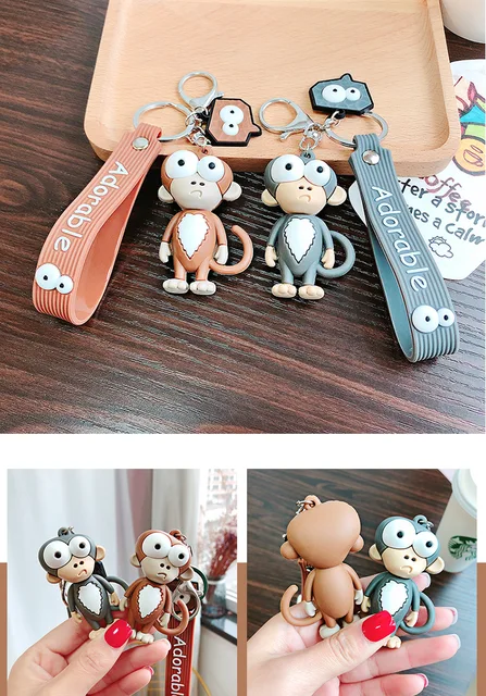 Wholesale Silicone Keychains Cute Cartoon Animal Dog Cat Lion