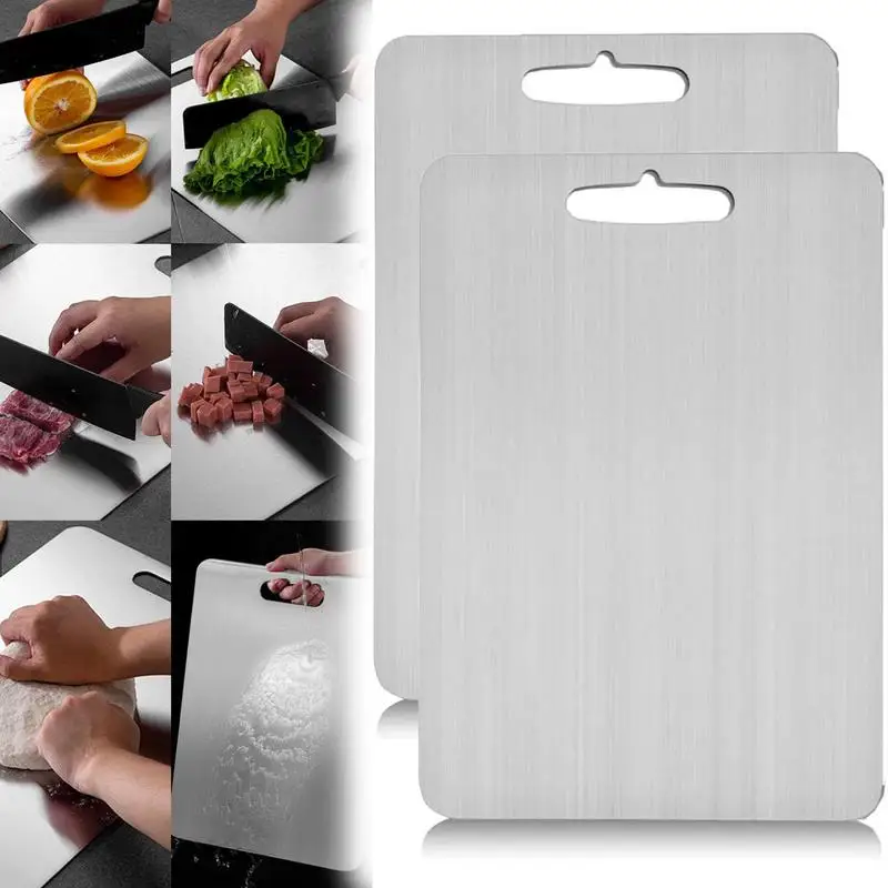 hot sale Kitchen Titanium Cutting Boards For 304 Stainless Steel Thickened Double-Sided Food Grade Portable Fruit Meat Chopping