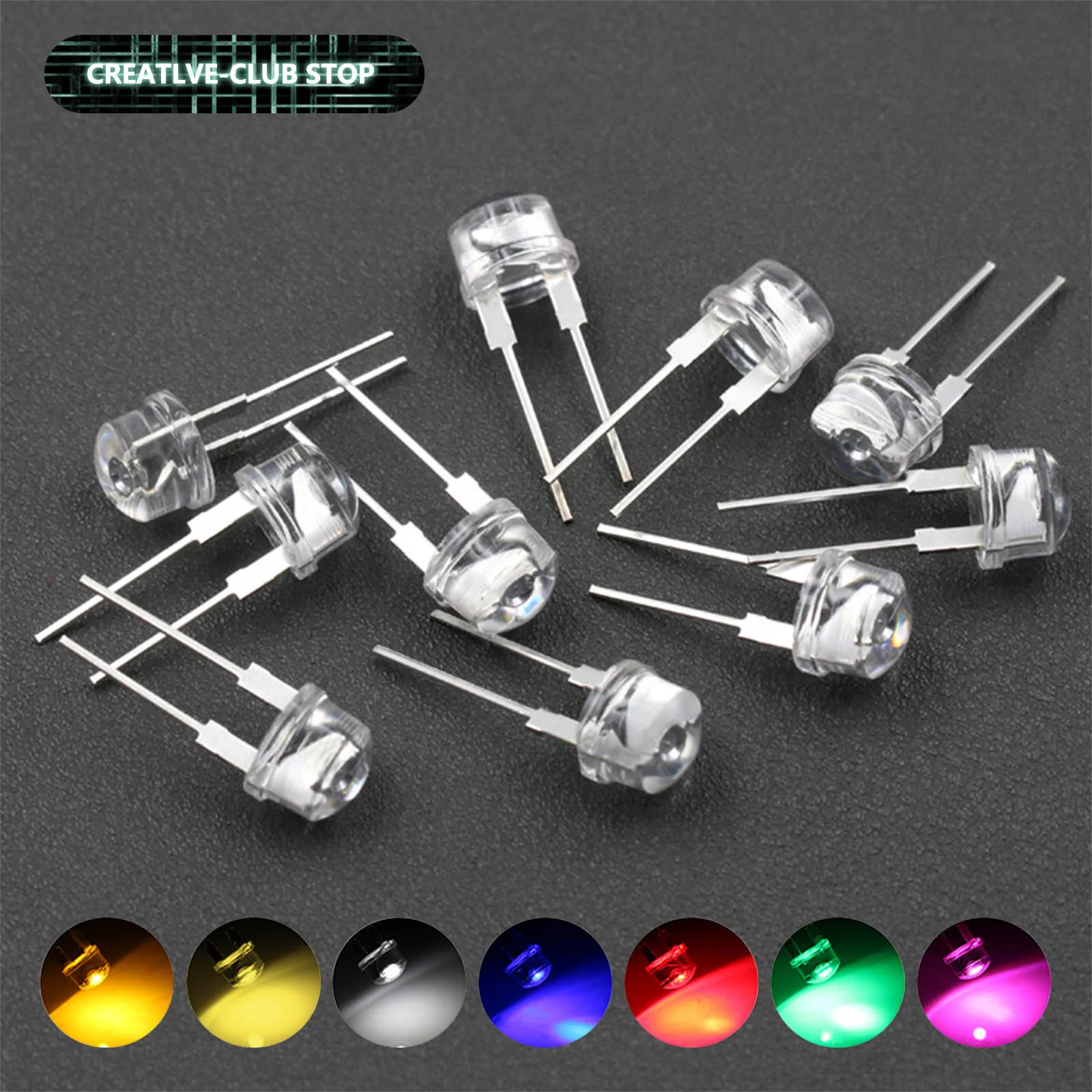 

500PCS 8mm Straw Hat LED Diode Super Bright White 0.5W F8 Highlight Power Light Emitting Diode Red Yellow Green Blue Warm White