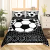 Cartoon Soccer Duvet Cover Set Printed Football Bedding Sets for Kids Boys Girls Bedroom Decor Sports Theme Comforter Cover Set 3