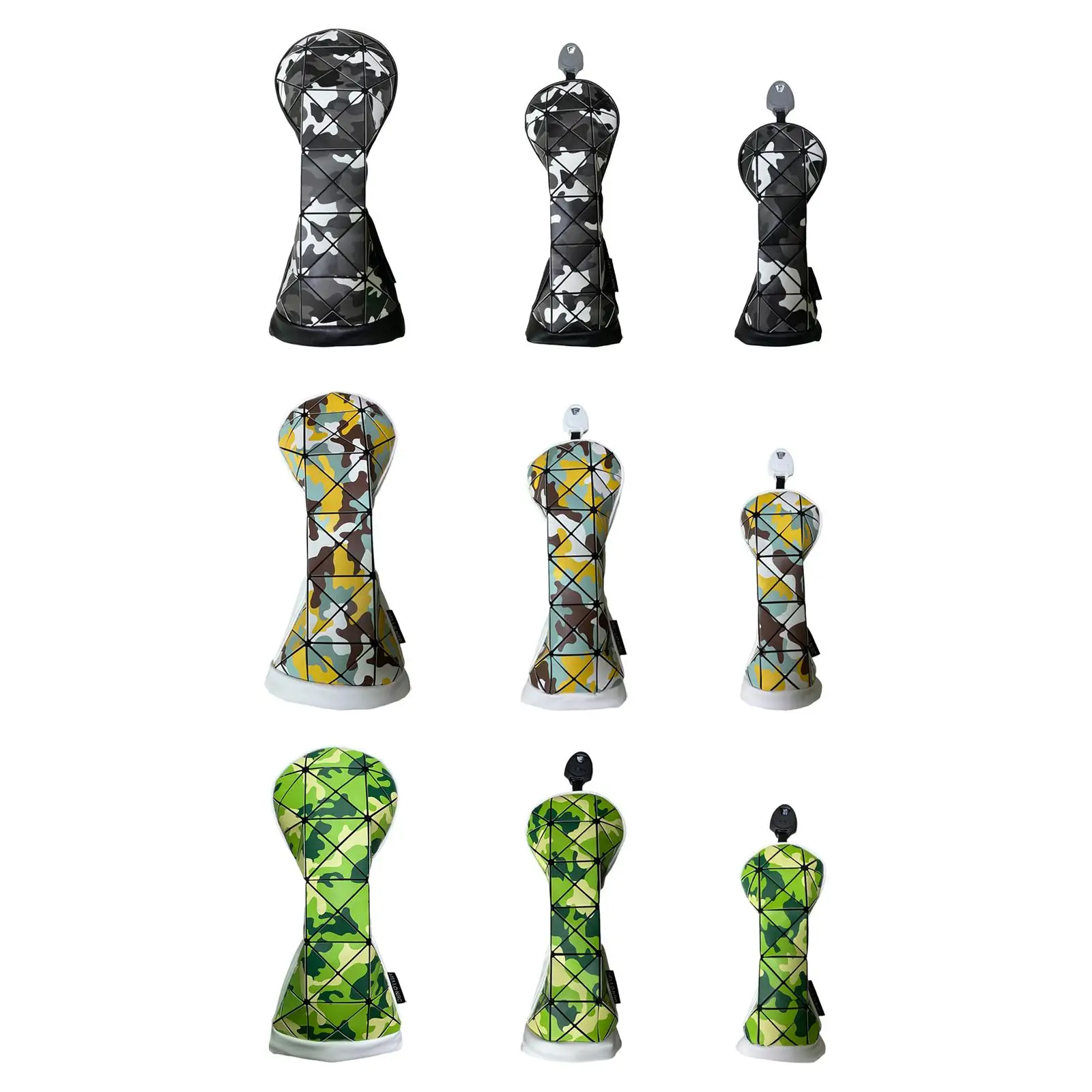 

Golf Club Head Cover, Golf Headcovers Durable Long Neck PU Leather Fleece Lined Golf Hybrid Head Covers Golf Club Protectors