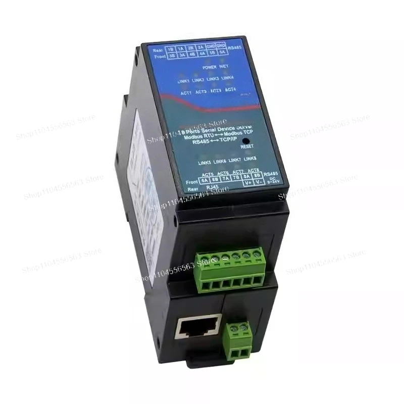 8포트 시리얼 서버 (ZLAN 타입) | Modbus RTU/TCP, MQTT, JSON을 지원하는 RS485-이더넷 게이트웨이 | DIN 레일 마운트
