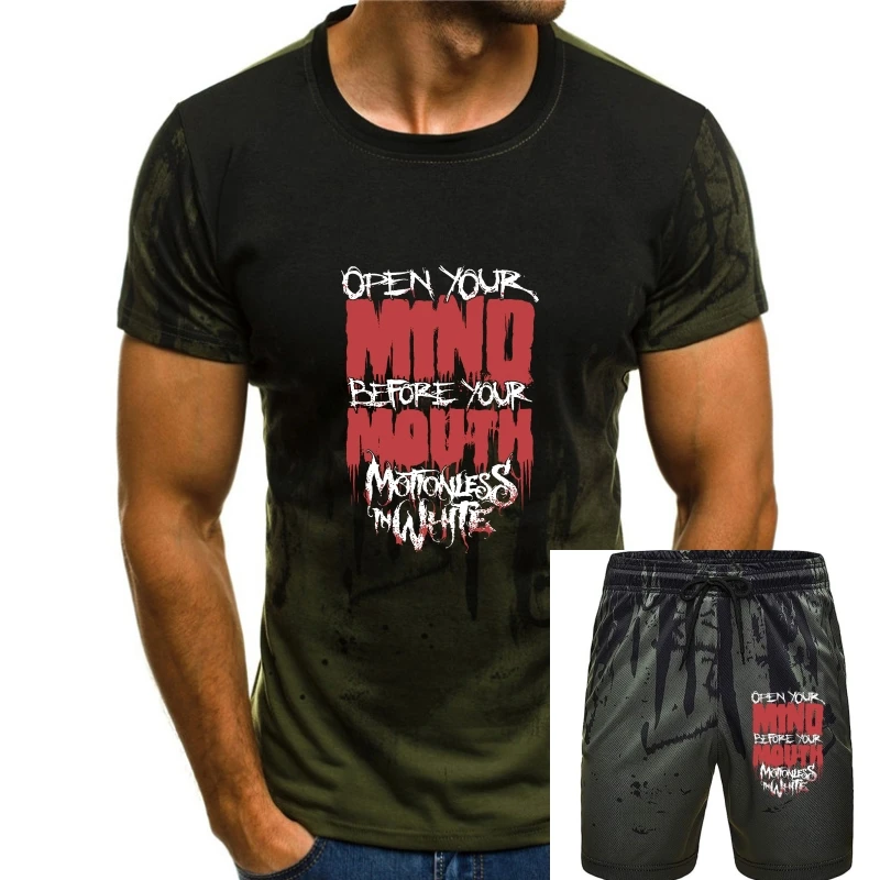 

T Shirt Men Summer Casual Motionless In White Men Open Your Mind T-shirt Black
