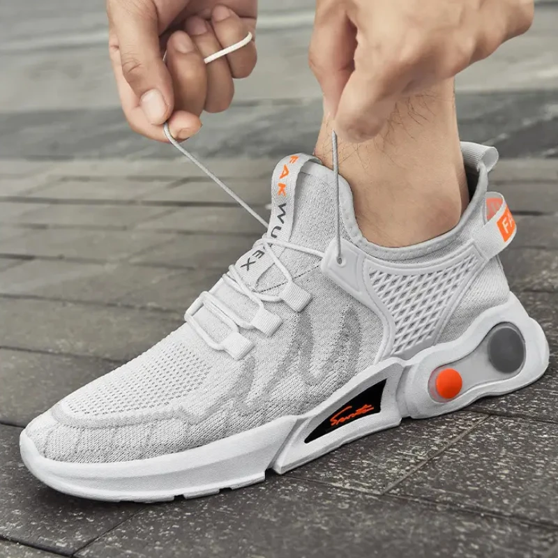 

Мужские дышащие кроссовки для бега, сетчатые кроссовки на толстой подошве, со шнуровкой и круглым носком, удобные легкие повседневные кроссовки с мягкой подошвой