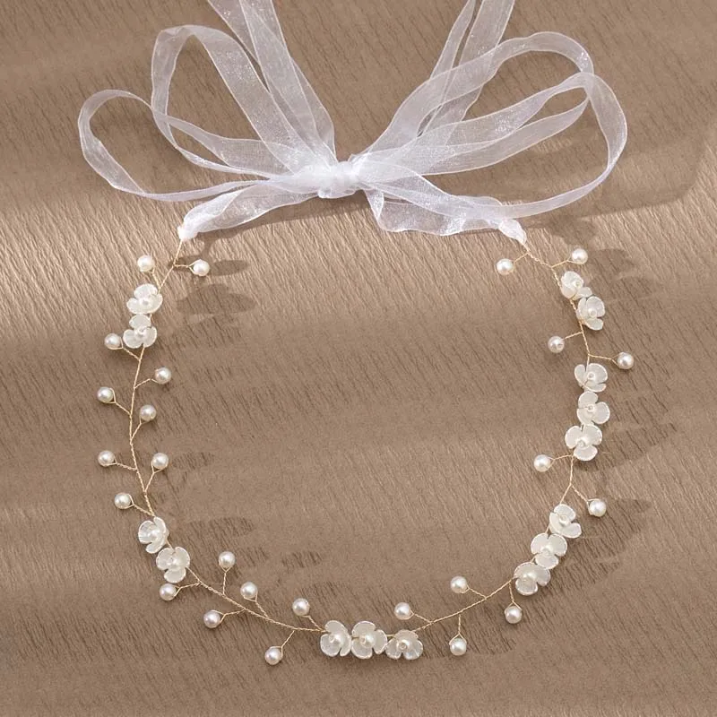 Elegant Flower Pearl Wreath Headband Bride Wedding Dress Accessories Garland Headdress Hair Band Hairvine Wedding Jewelry Bridal Hair Accessories Hair Accessories Bridal Jewelry Set