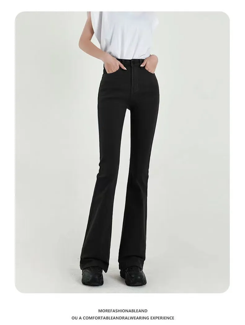 wide leg jeans High Waist Skinny Flare Jeans Women Wide Leg Denim Pants 2022 Fashion Vintage Streetwear Trousers Female All-Match Denim blue jeans