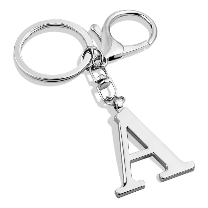 Einfacher Edelstahl A-Z Alphabet Schlüsselanhänger Moderner Minimalistischer Buchstaben-Schlüsselring Rucksackanhänger für Frauen Schmuck Stylistengeschenke – Detail 2