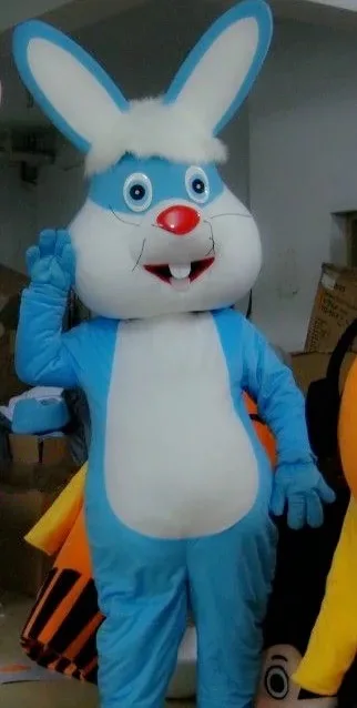 

New Adult Hot Sale Blue Hare Easter Bunny Rabbit Cartoon Mascot Costume Plush Christmas Fancy Dress Halloween Mascot Costume