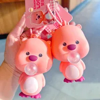 Cute cartoon pink Ruby spitting bubble keychain bag pendant car keychain small gift super cute backpack accessories
