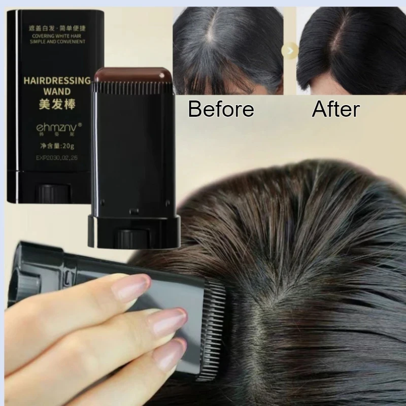 2in1 Hair Dye Stick Comb Black Brown Coffee Long Lasting Temporary Hair Coloring Covered White Hairs Hairline Pen Washable