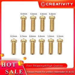 High-Performance Brass Volcano Nozzle for 3D Printers, 1.75mm Filament (10PCS  Sliver Nozzle)