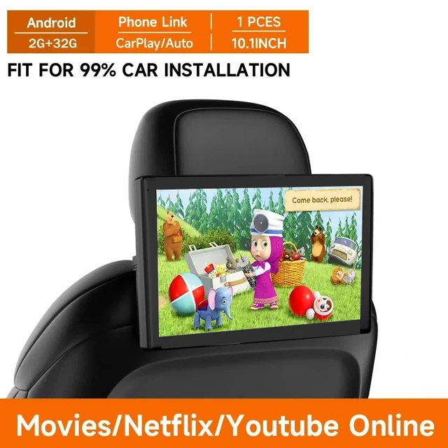 654538-0fde93.jpg Shunyanka 10.1 بوصة شاشة مسند رأس السيارة اللاسلكية CarPlay/Android AUTO Android 12 2 + 32G مشغل تلفزيون فيديو للمقعد الخلفي التلقائي FM/BT/WIFI