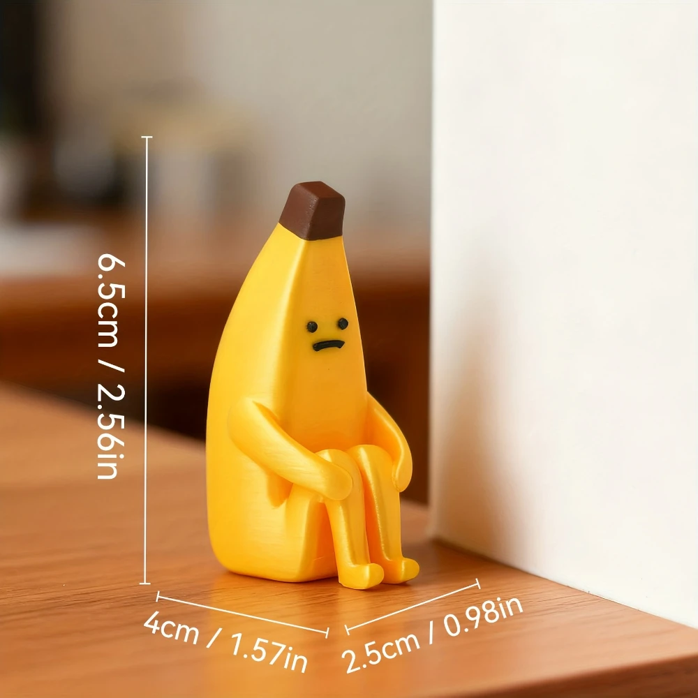 Anxious Banana 3D Printed Figurines – Durable Pla Decor for Home, Office & Car, Giftable (1/2/3Pcs)