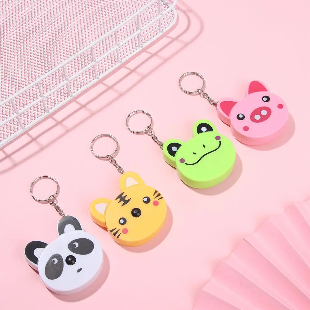Measuring Ruler Panda Frog Piggy Keychain Mini Automatic Stretch Ruler Sewing Measure Cartoon Animal Tape Measure tape measure,measuring tape,measuring ruler