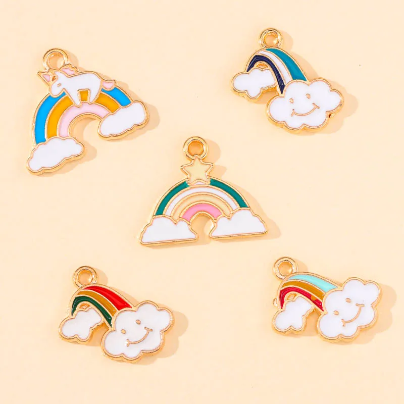 

20Pcs Cute Colorful Rainbow Cloud Unicorn Enamel Charms Pendant for Jewelry Making Necklaces Crafting Drop Earrings Accessories