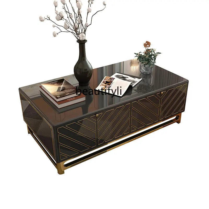 

Light Luxury Creative Coffee Table Paint Rectangular Tea Table Post-Modern Coffee Table Simple Living Room Metal Tea Table