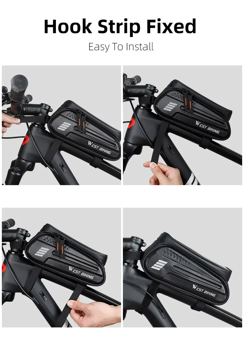 WEST RADFAHREN Fahrrad Oberrohr Tasche 1,5 L Touchscreen Radfahren Telefon Tasche Tragbare Wasserdichte Fahrrad Lenker Tasche Fahrrad Zubehör – Detail 19
