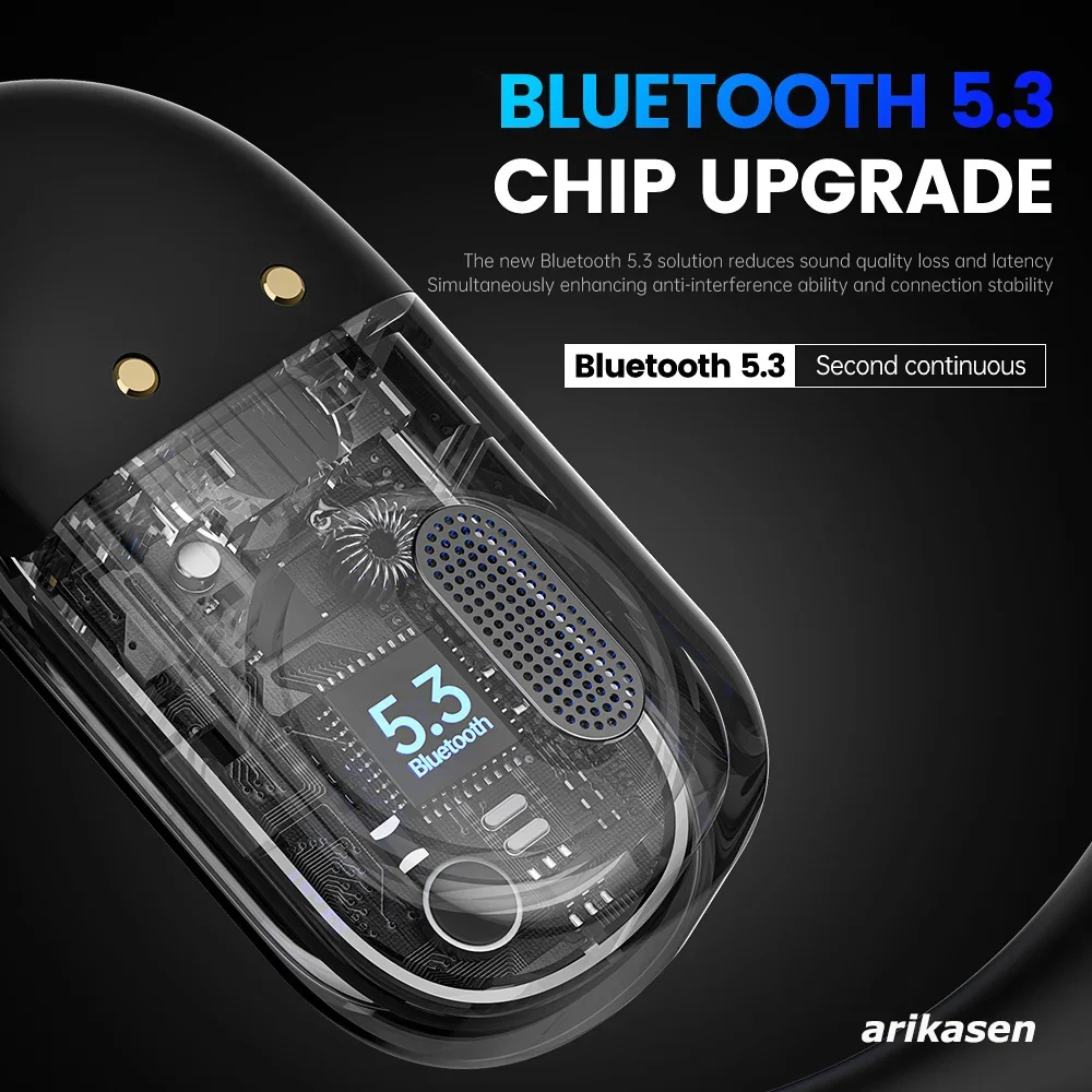 안정적인 편안함과 고해상도 사운드를 제공하는 오픈이어 헤드폰 순수 베이스 부스트 Bluetooth 5.3 이어버드 스포츠용 OWS 무선 헤드폰