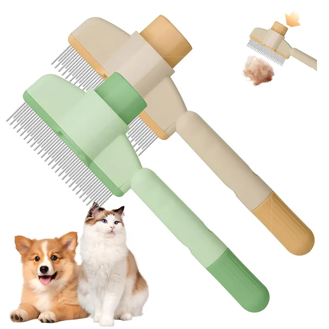 Pet Hair Removal Brush Cat Dog Hair Grooming Care Comb One Touch Cat Self-Cleaning Cleaning Massage Brush Pet Supplies