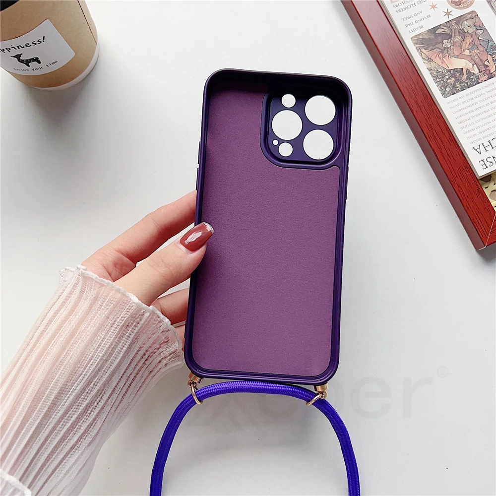 Crossbody Lanyard Liquid Silicone Magnetic Phone Case with Necklace