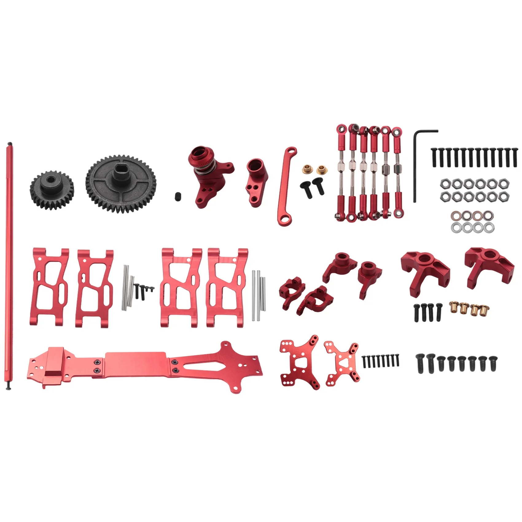 

for WLtoys 1:14 144001 RC Car Full Upgrade Spare Parts Metal C Seat Steering Cup Swing Arm Central Drive Shaft,Red