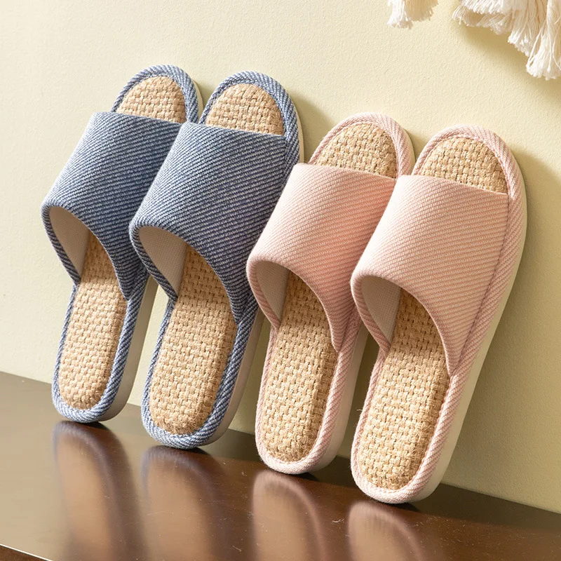 Cloth Slippers Linen Indoor Summer Silent Slippers Couple Air Conditioning Slipper