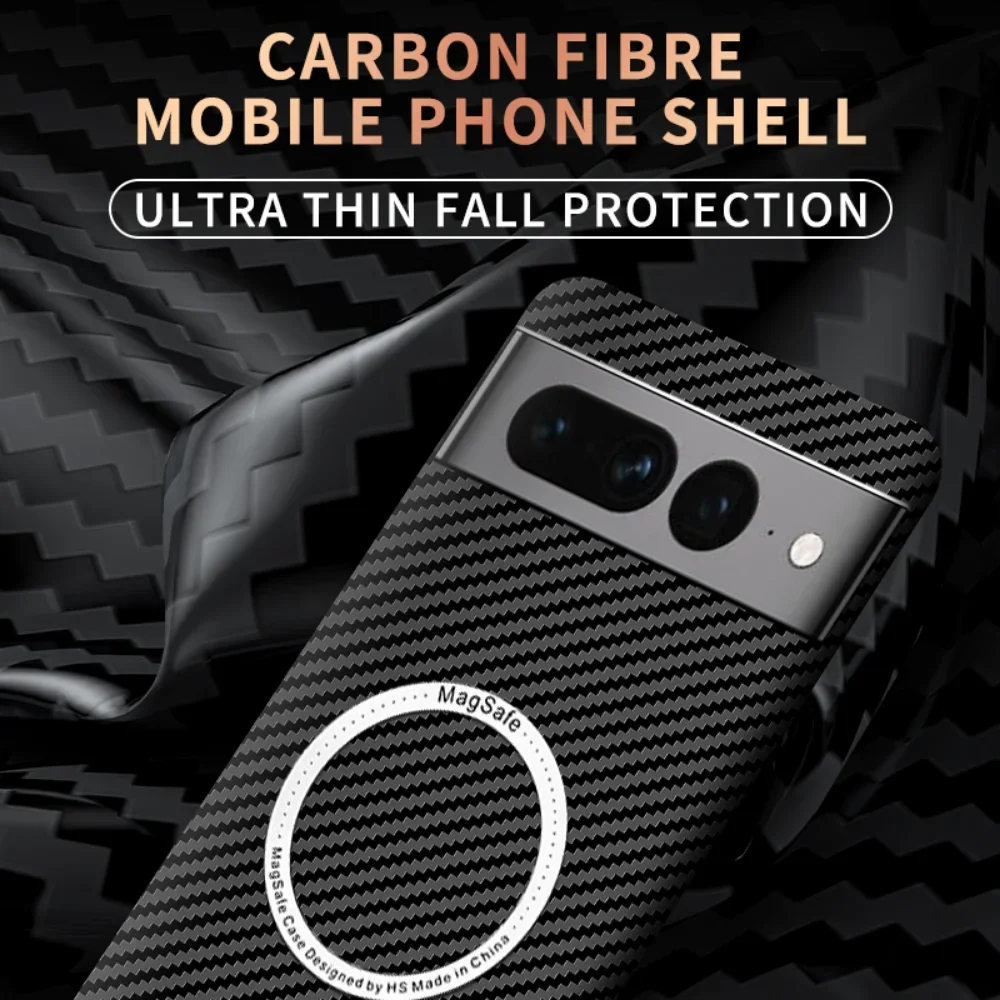 Luxury Carbon Fiber Texture Magnetic Ultra Slim Matte Case with MagSafe Ring Armor Cover