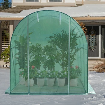 300x200x200cm Foil Greenhouse Winterproof Polytunnel for Cultivation Tomatoes Vegetables Plants House with Door 6 Windows