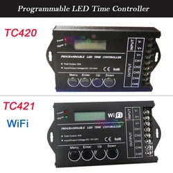 TC420 Time programable RGB LED Controller DC12V 24V 5 Channels 20A Common Anode TC421 WiFi Programmable LED Strip Dimmer