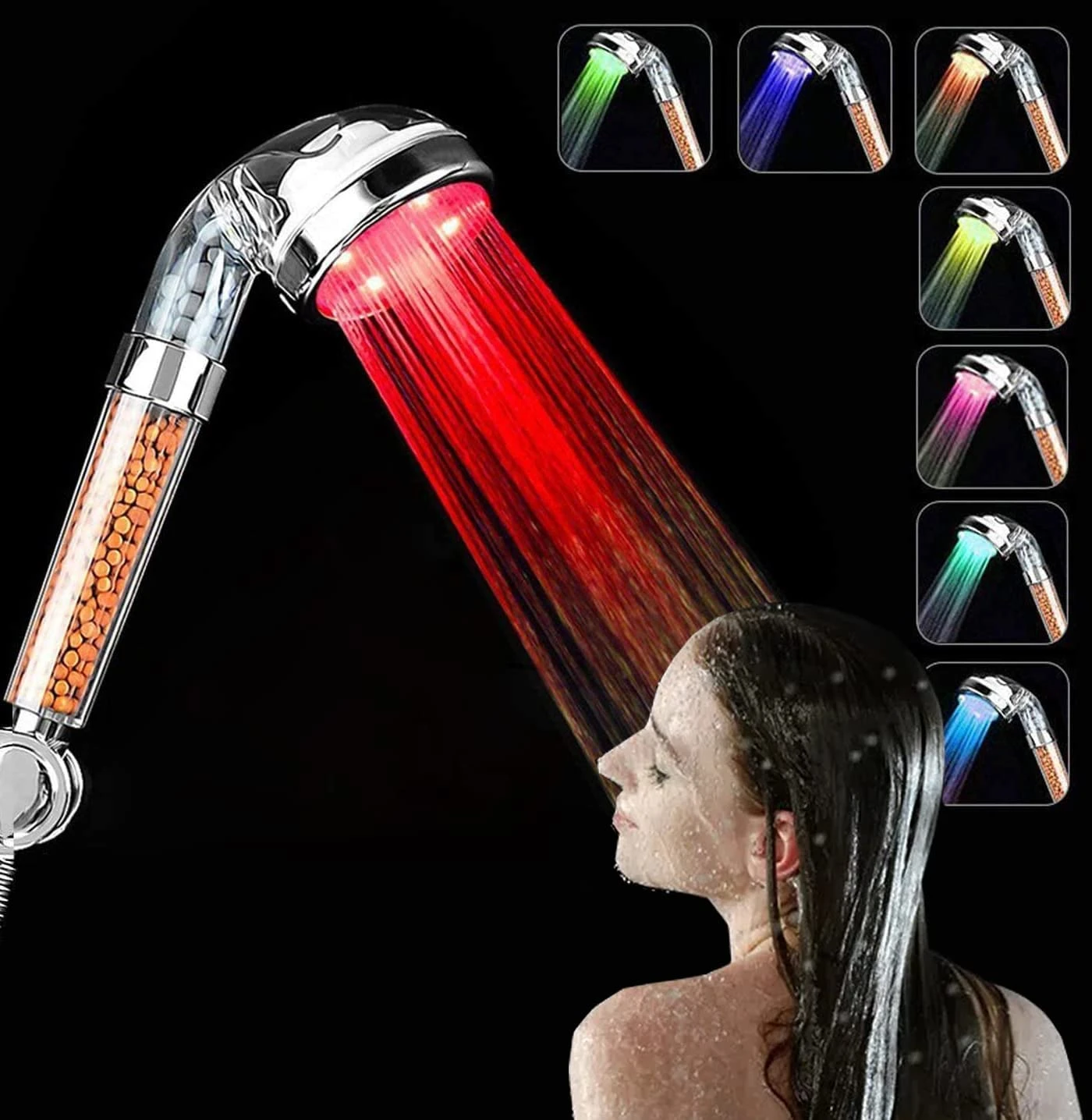 Shower Head High Pressure Water Temperature Shower Head Led Light