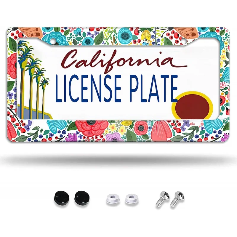

Рамка для номерного знака в стиле бохо с цветами, алюминиевые рамки для номерного знака, рамки для номерного знака для женщин, подарок, стандарт США 12x6 дюймов