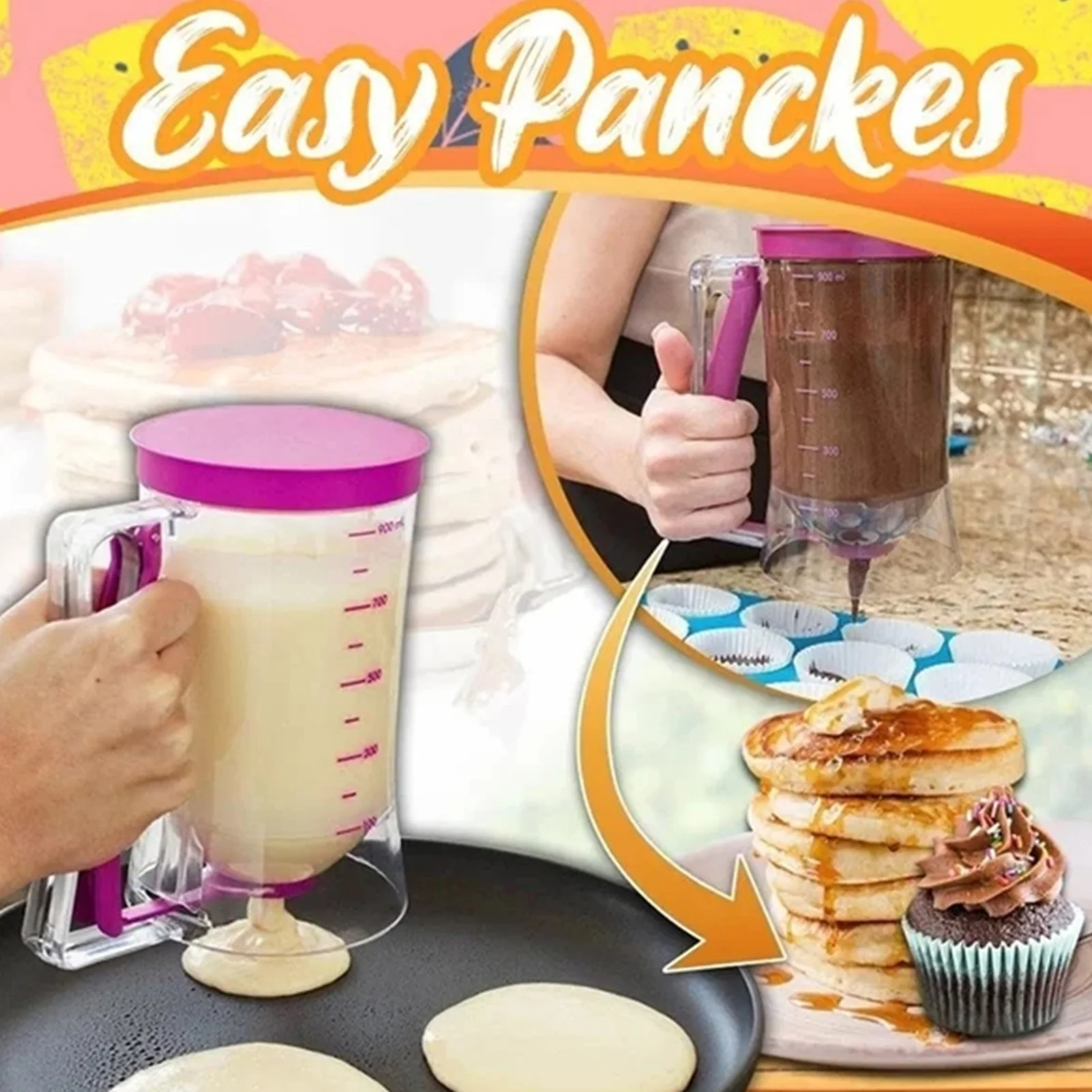 900ML Cupcakes Pancakes Cookie Cake Muffins Baking Waffles Batter