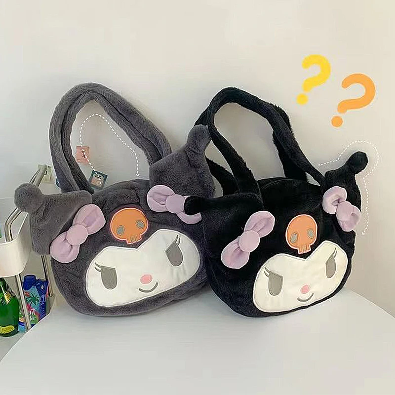 

Sanrio мультяшная сумка через плечо Kawaii вышивка Kuromi аниме милая крутая горячая девушка ветер ранняя сердце лук большая емкость сумка